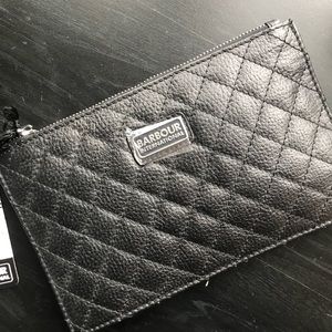 Barbour International Black Quilted Leather Clutch